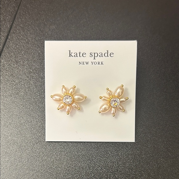 Kate Spade Gold and Cream Flower Earrings for Kids - Picture 1 of 3